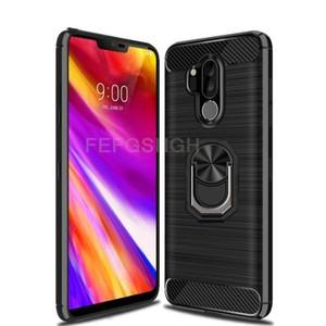 카본 파이버 소프트 실리콘 케이스 마그네틱 링 스탠드 커버 Capa LG G7 Thinq One 브러시 X5 Q9