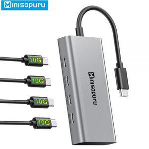 노트북 멀티포트 C타입 미니sopuru USB C 허브 10Gbps 4 포트 - 데이터 전송 전용 분배기 MacBook Pro Air