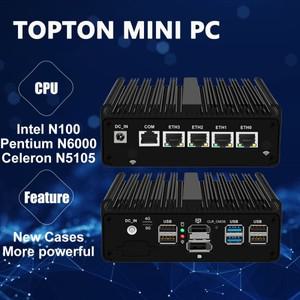 Topton  방화벽 마이크로 어플라이언스, 4 포트 i226 2.5GbE LAN 팬리스 미니 PC N5105 N150 AES-NI VPN 라