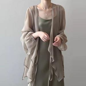 루즈핏 가디건 카디건 여름 볼레로 얇은 햇빛 차단 셔츠 여성 쉬폰 블라우스 단색 숄 오버사이즈 캐주얼 루