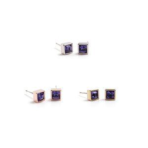 은침 4mm 스퀘어 모임 E518 학생 여자선물 크리스탈 여자 탄자나이트 귀걸이