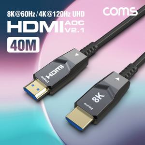 Coms HDMI 2.1 AOC 리피터 광케이블 40M 8K 60Hz 4K 120Hz 48Gbps Optical+Coaxial 컴퓨터 PC 영상 모니터