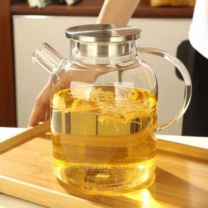 스텐캡 대용량 내열 유리 차포트 탕비실 찻주전자1.6L티망주 우리기 티팟 포트
