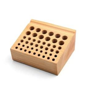 46 홀 시계 수리 도구 홀더 상자 원목 나무 랙 가죽 공예 펀칭 세공  조각 드릴 비트 보관