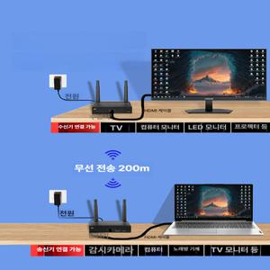 무선 hdmi 송수신기 분배기 송신기 수신기 200m 연결 기업용 송출기 영상 대학