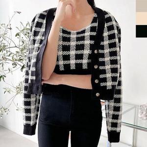 [셀러허브]여성 패턴 엣지크롭 나시 가디건 세트 1P 투피스 셋업 (S31589867)