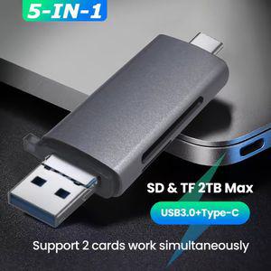 USB-C  Micro USB 및 TF 카드용 5-in-1 고속 OTG 카드 리더 어댑터 - 내구성이 뛰어난 플라스틱 금속 마감