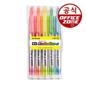 문화연필 언더라인 에스S 형광펜 5색 세트 싸인펜 수성