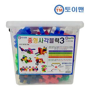 [토이맨]중형사각블럭3 100pcs/사각/블록/완구/장난감/퍼즐/와플/십자/유치원/돌봄/늘봄학교/필수교구/생일선물/어린이날선물
