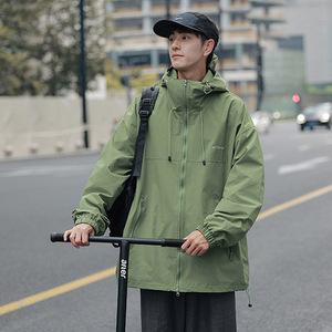 남성 봄가을 카고 후드 바람막이 방수 루즈핏 야상 점퍼 NVIBEa1