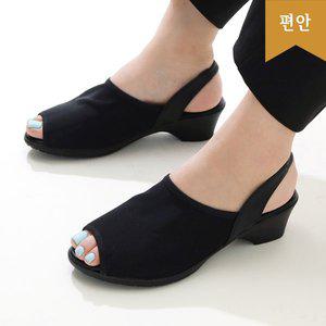 [호박슈즈]4.5cm 국내생산 소가죽 발등 망사 스링백 밴드 샌들 우레탄 몰드굽 112517