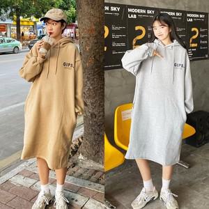 [하프클럽/알티피아]여성 도툼 기모 후드 롱원피스