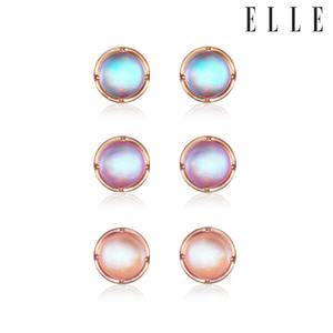 [엘르주얼리] 14K PLATED 문스톤 원형 심플 포스트 귀걸이 ELGPEE519