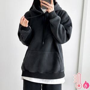 [기모/머스트헤브템] 양털 피그먼트 도피 오버후드 데일리 겨울티셔츠 편하게 입는 기본후드티 남녀공용