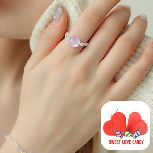 [헤스티아][+SWEET LOVE CANDY 패키지] 바이올렛튤립(영원한 사랑) 비즈 반지+핑크선물포장+쇼핑백