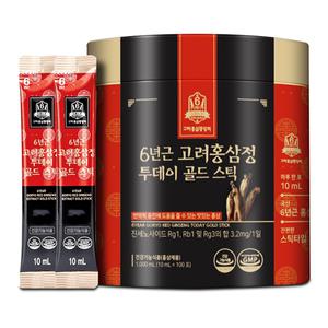 고려홍삼중앙회 6년근 고려홍삼정 투데이 골드 스틱, 100포 + 쇼핑백, 1개
