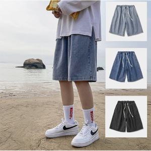버뮤다 데님 밴딩팬츠 5부바지 와이드핏 구김적은 앞 뒷주머니 편한 데일리