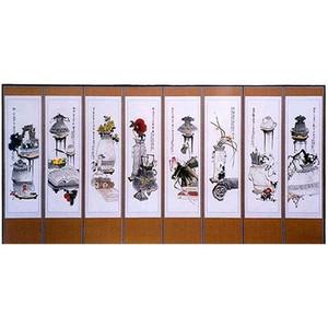 한국병풍 매당 정인섭 군방도 8폭병풍  진품