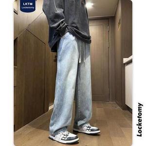 남자청바지 데님팬츠 스트레이트 캐주얼 와이드 루즈핏 라이트블루 팬츠 남성 S3M2