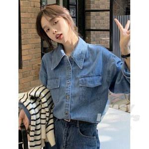 여성 패션 여자 청자켓 이너 데님 캐주얼룩 트렌디룩 셔츠 ES4