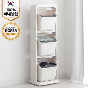 도트 스탠드 대용량 빨래바구니  트롤리 분리수거함