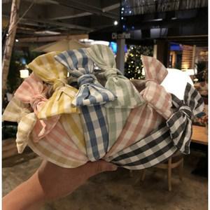 [무배/사은품증정] 린넨 체크 리본 반다나 헤어밴드 머리띠