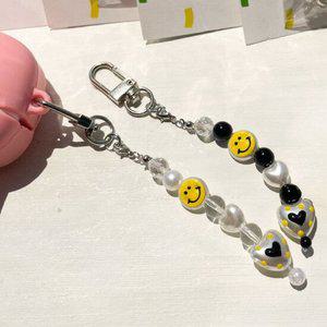 키치 스마일 비즈 키링 만들기 DIY 세트 핸드폰 스트레이트 2종