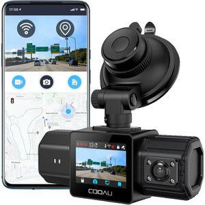 COOAU COOOU 듀얼 블랙박스 2.5K+1080P 전면 및 내부 내장 GPS WiFi 차량용 우버 택시 운전자에게 적합 야