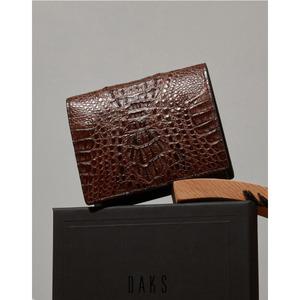 [롯데백화점]닥스 액세서리 [선물포장/쇼핑백동봉][CAIMAN] 브라운 악어가죽 중지갑 DBWA3E717W3