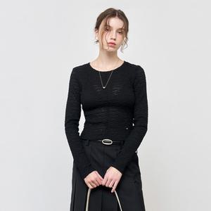 WOMAN 레이스 핀턱 롱 슬리브 티 [BLACK] / WBE1L01509