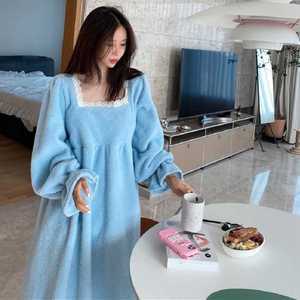 극세사 공주 수면잠옷 프릴 원피스 파자마 겨울 여성 튼튼한