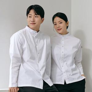 화이트 스탠딩카라 요리사 주방장 주방유니폼 조리복 요리사복 쉐프복 주방가운