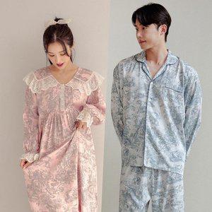 [바풀] LL33065 52 커플잠옷 모달 면 홈드레스 남성 여성 파자마 원피스 잠옷_P351463497