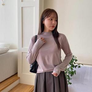 여자 터틀넥 스판 목폴라 긴팔 가을 티셔츠_3