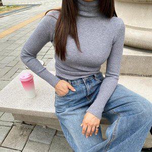 [옷자락]여자 가을 데일리 이너 골지 목폴라 슬림핏 티셔츠_P376574062