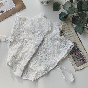 [옷자락]여자 레이스시스루 페이크카라 하이넥케이프 블라우스_P315028335