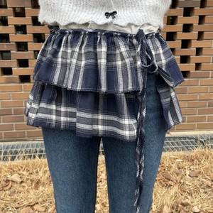 여자 발레코어 체크 랩 리본 캉캉 프릴 봄 미니스커트