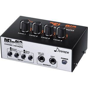 Donner 저소음 오디오 믹서 4 채널 스테레오모노 DC 12V 마이크 기타 키보드 스테이지 서브 믹서