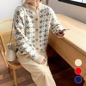 라운드넥 봄아우터 패턴 봄코트 눈꽃 가디건 (3ezQD)