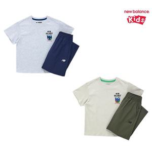 [롯데백화점]뉴발란스 KIDS RIDER_반팔티 8부 팬츠 셋업 (NK9YF2603U)