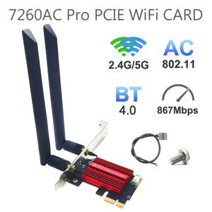 PCIe 듀얼 밴드 무선 블루투스 4.0 7260AC 2.4G 5G 867Mbps PCIE X1 X16 7260NGW 와이파이 원격 제어 카드
