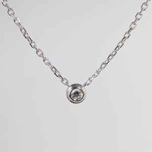 [샤밍주얼리]랩 다이아 몬드 베젤 새틴 목걸이 데일리 기념일 프러포즈 여자 친구 선물 14K 18K