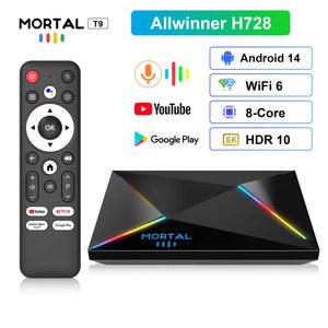 오네어 크롬캐스터 Android14 스트리밍 TV 박스 Wifi6 1000M Mortal T9 스마트 8K 4K 홈 시어터 AllwinnerH728 Octa Core Netflix Bluetooth Chromecast
