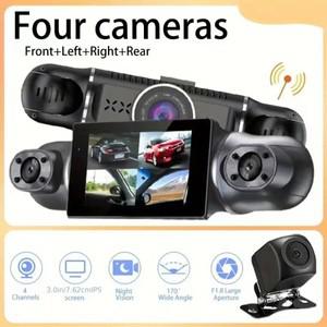차량용 DVR 대시 보드 비디오 녹음기 카메라, 범용 지지대 4 렌즈 모니터, 3.39 인치 IPS 스크린, 블랙