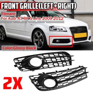 자동차 그릴망 튜닝 Audi A3 8P S-Line 2009-2012 앞 범퍼 안개등 그릴 듀얼 벌집 메쉬 안개 램프 레이싱