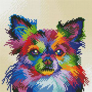 [이지커머스]레인보우 강아지 (캔버스) 보석십자수 25x25 캔버스형보석십자수 캔버스액자보석십자수 일러스