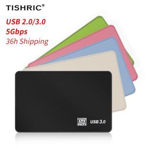 TISHRIC HDD 케이스 USB 3.0/2.0 SSD 외장형 하드 디스크 드라이브 박스 인클로저 2.5 하우징 SATA to 5Gbp