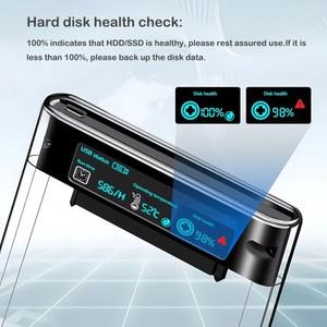 디지털 디스플레이가 있는 외장 HDD 케이스, 투명 USB 하드 디스크 드라이브 인클로저, SATA SSD 5Gbps, 2.