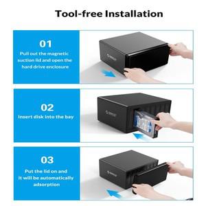 ORICO 8 베이 DAS HDD 스토리지 하드 드라이브 인클로저, SATA-USB3.0 C 타입 외장 케이스, 지지대 144TB N