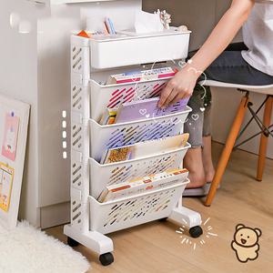 회전 책장 책꽂이 모서리 바퀴 달린 이동식 책 선반 5/6 레이어 바닥 소형 카트 보관 사무용품 펜꽂이